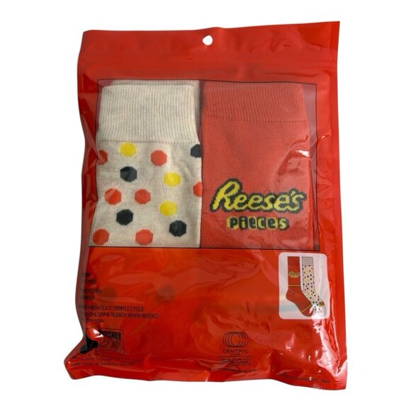 Reeses Pieces Crew socks Size 6-12 Orange Ivory 2 Pack NEW - Picture 2 of 4